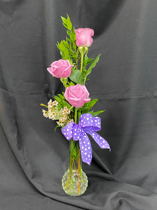 Triple Lavender Rose Budvase